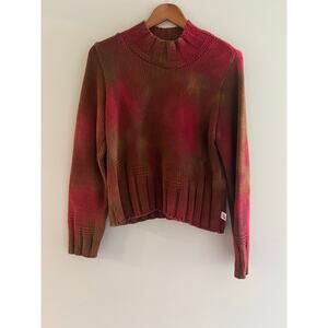 RARE VTG Iwan Ciw Designer Knit Sweater Brown & Red Cotton Made In USA Med JL